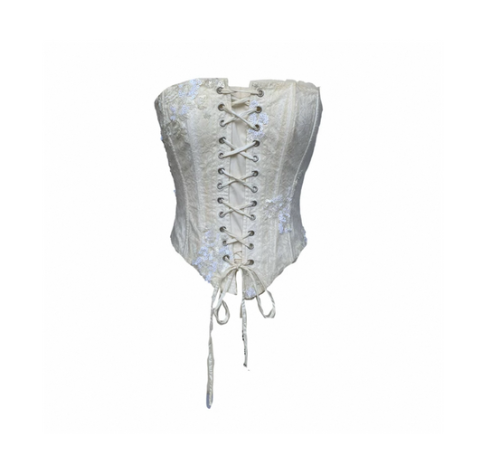 Small Sequin Lace Drawstring Top