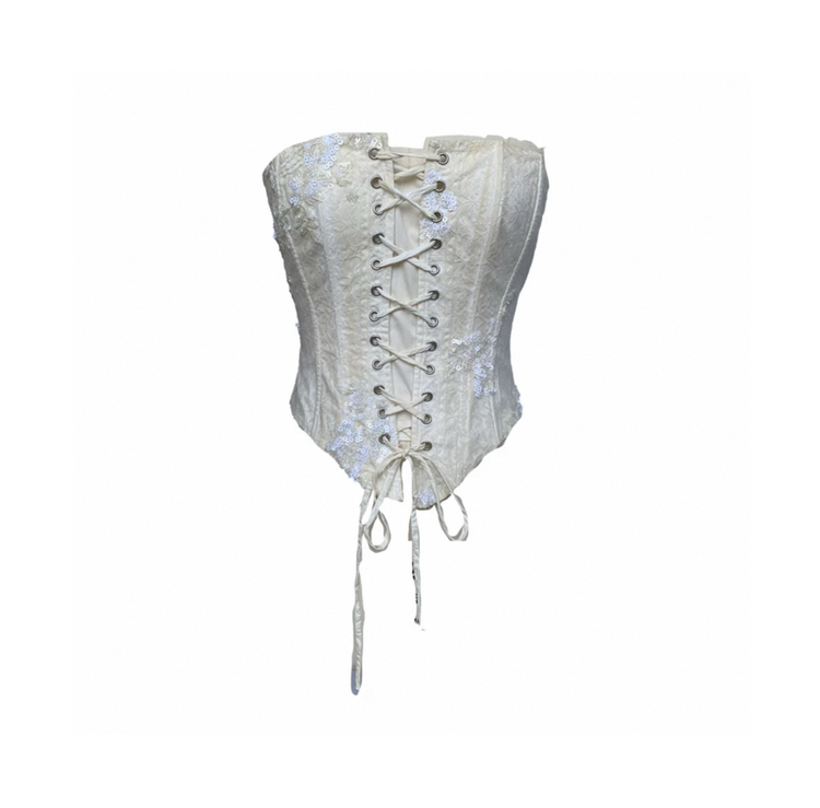 Small Sequin Lace Drawstring Top