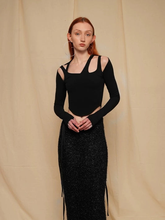 Hollow-out Knitted Base Shirt