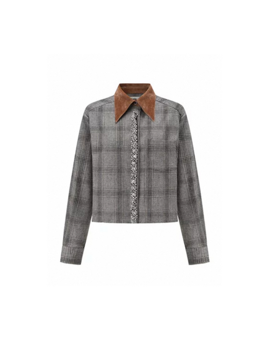 Vintage Plaid Rhinestone Outerwear