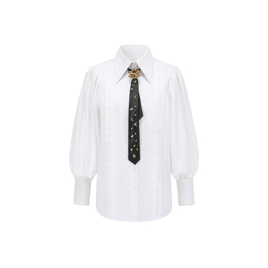 Tie-Style Lantern Sleeve Shirt
