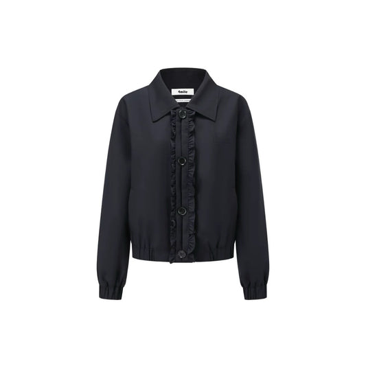Loose Ruched Lace Trim Jacket