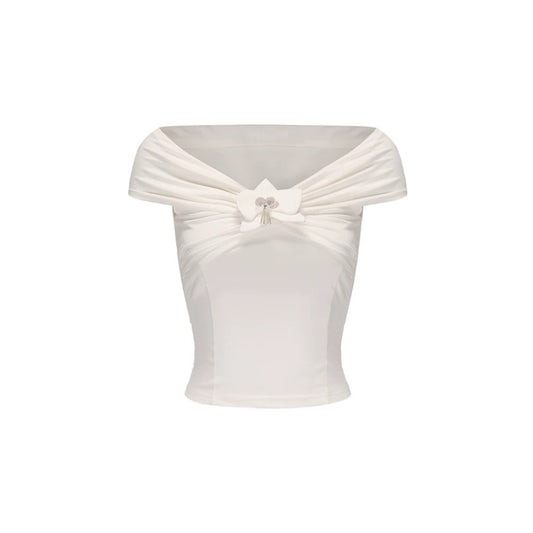 Off-Shoulder Phalaenopsis Knitted Top