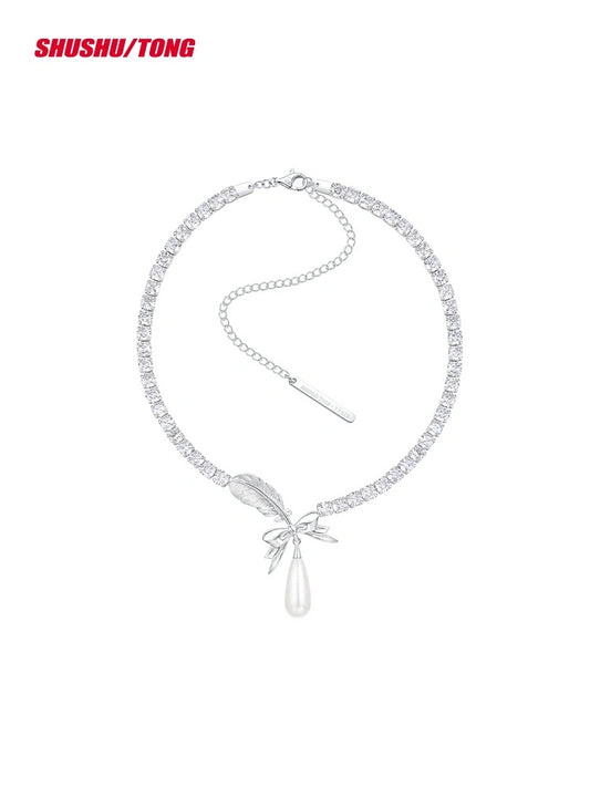 YVMIN X SHUSHUTONG / Long Teardrop Feather Necklace