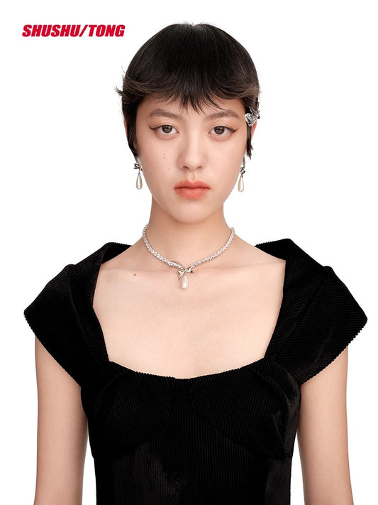 YVMIN X SHUSHUTONG / Long Teardrop Feather Necklace