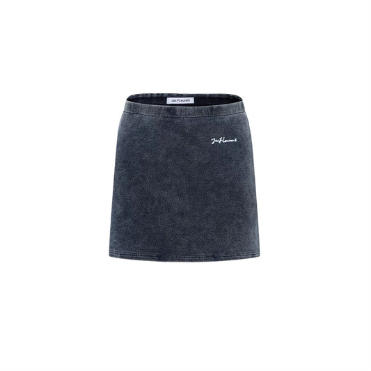 Washed Knit Denim Skirt