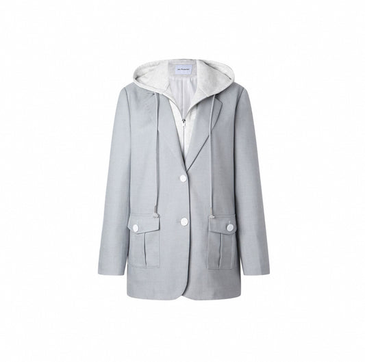 Fake Two-Piece Patchwork Hoodie Blazer Jacket