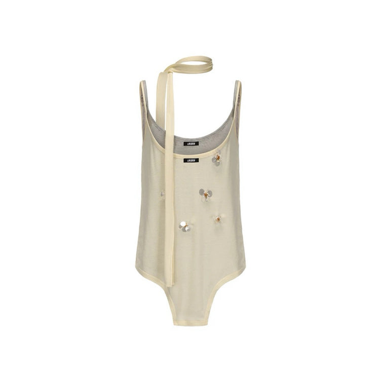 Sequin Flowers Ribbon Two-Piece Camisole Set