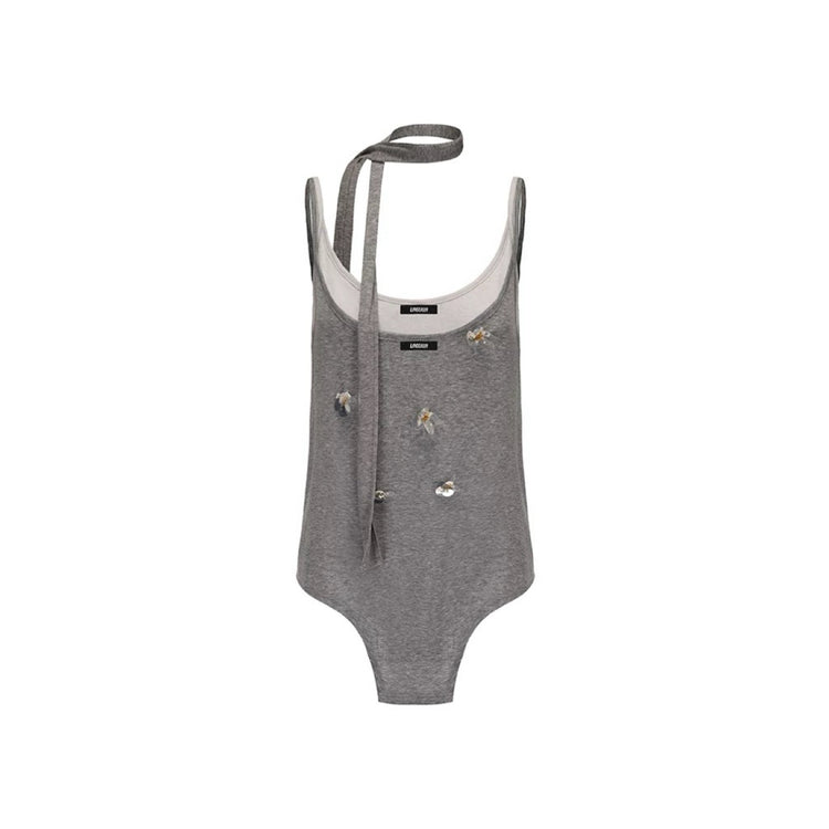 Sequin Flowers Ribbon Two-Piece Camisole Set