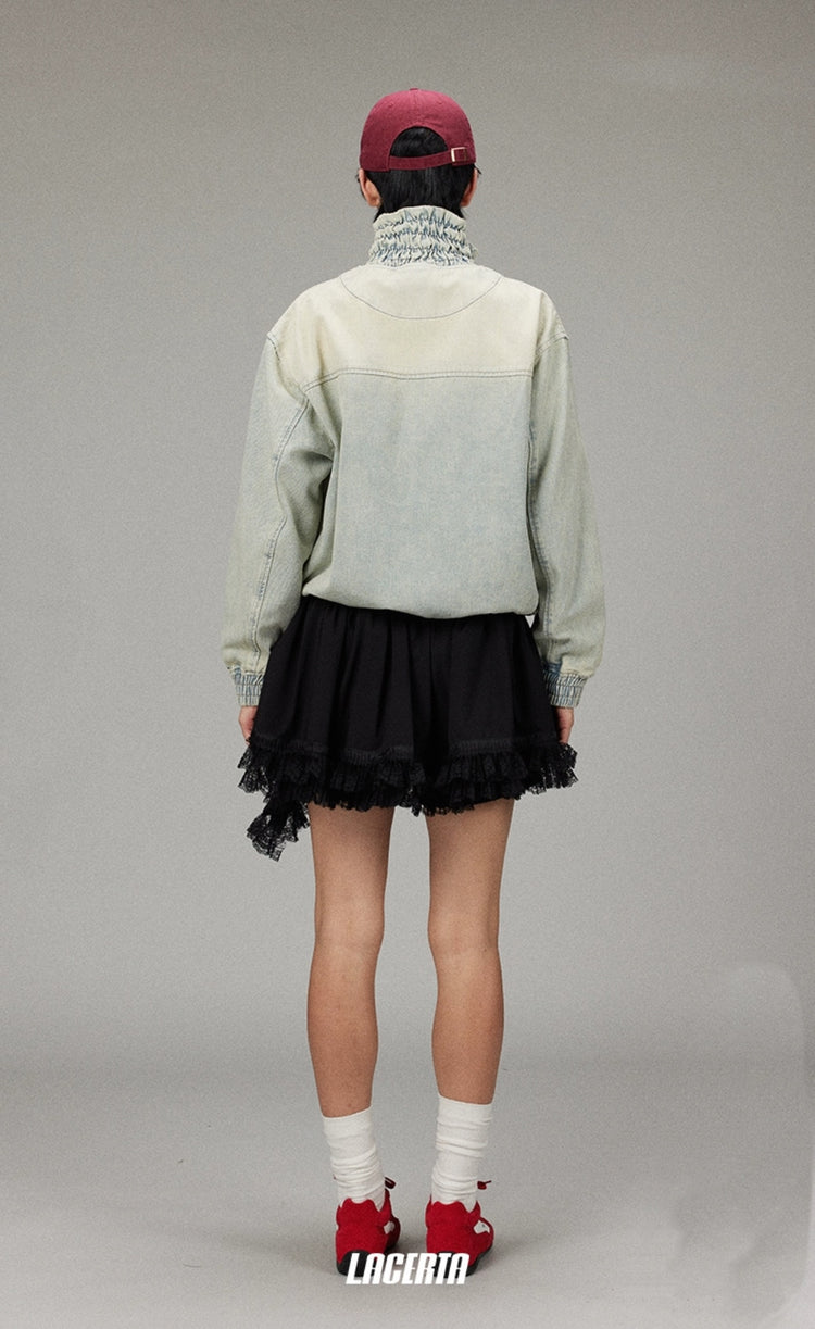 Patchwork Lace Asymmetrical Puffy Skirt