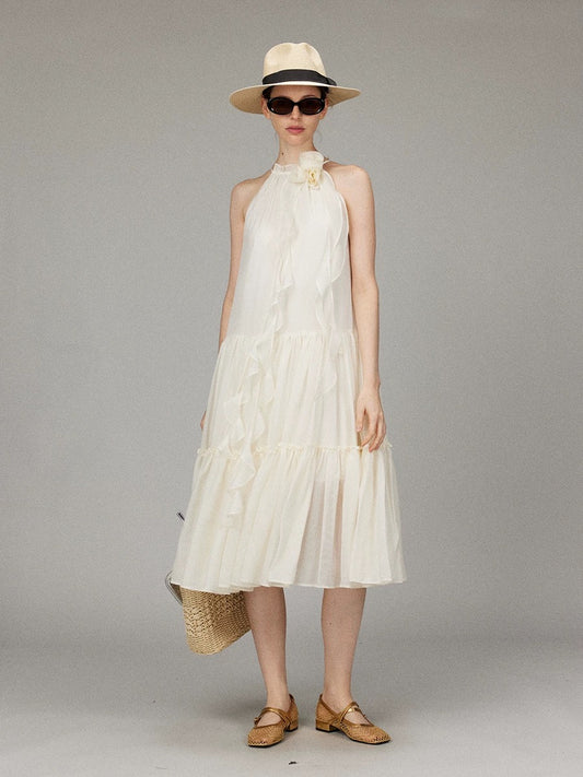 3D Flower Halter Dress