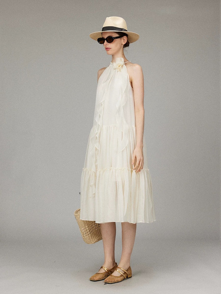 3D Flower Halter Dress