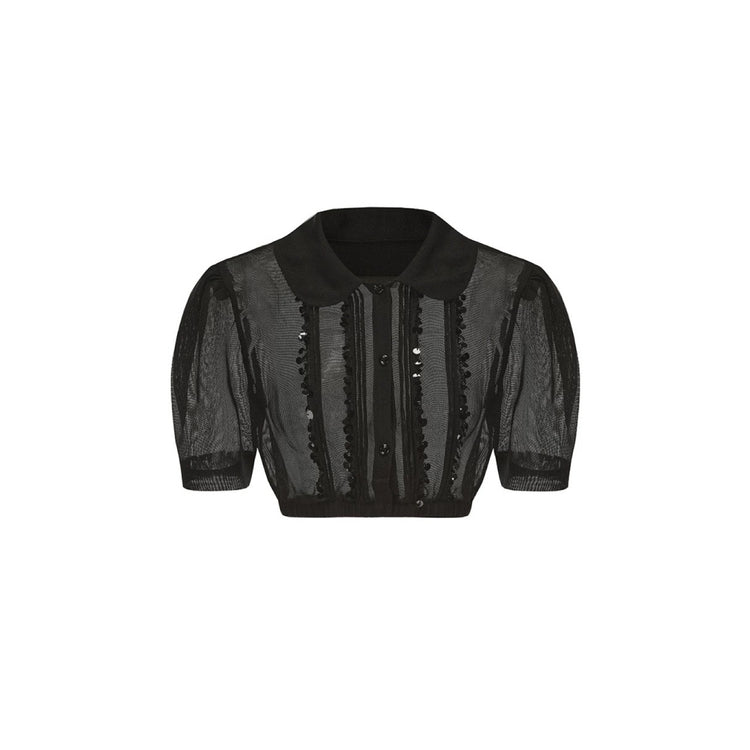 Acetate Sequin Sheer Top