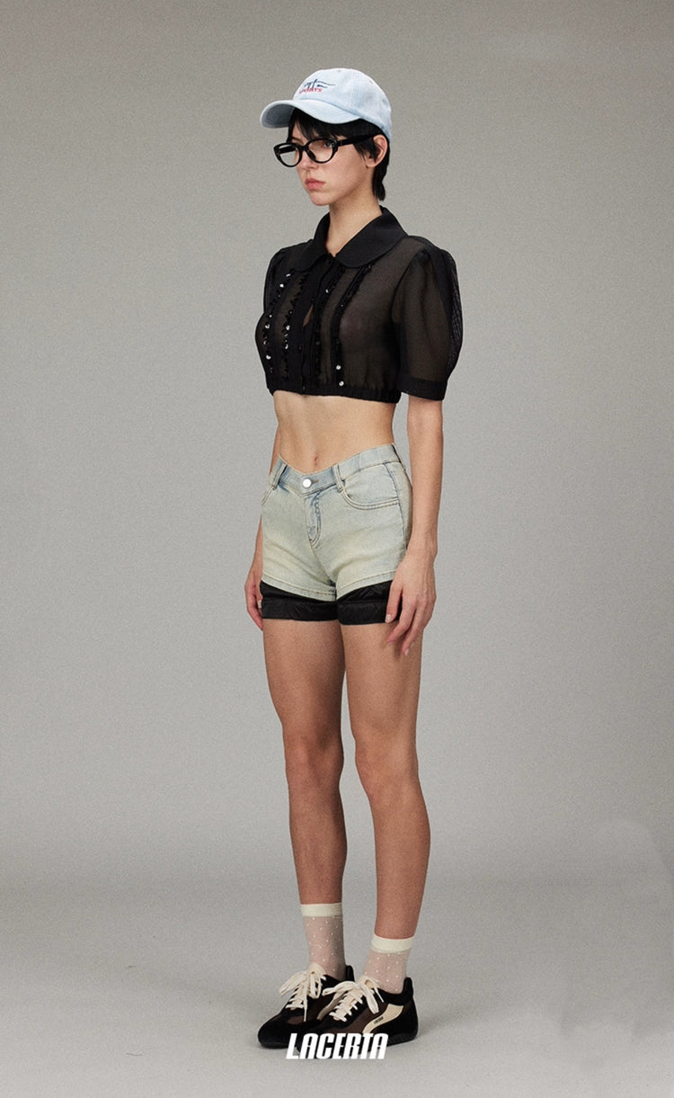 Acetate Sequin Sheer Top