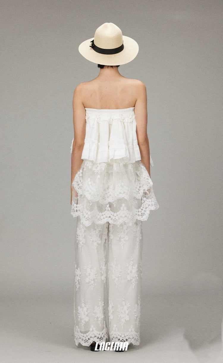 Lace Trim Patchwork Puffy Top