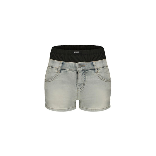 Double Waistband Denim Shorts