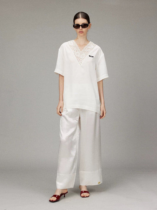 Acetate Wide-leg Trousers