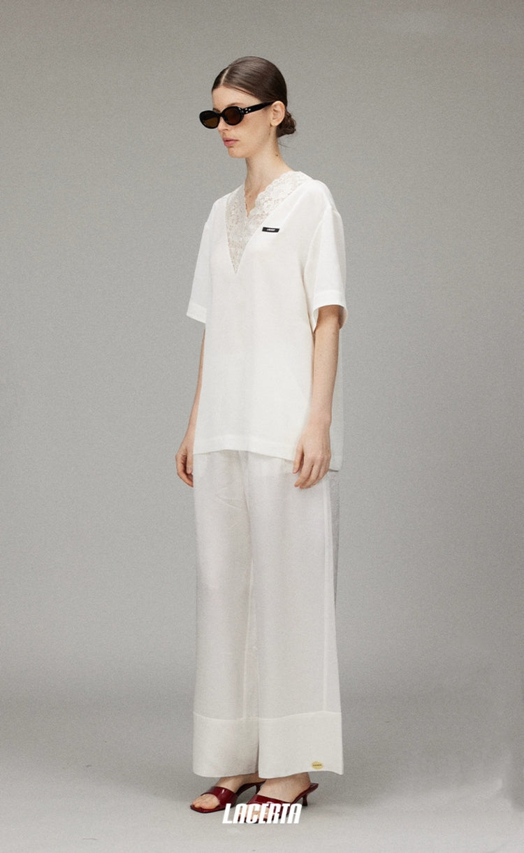 Acetate Wide-leg Trousers