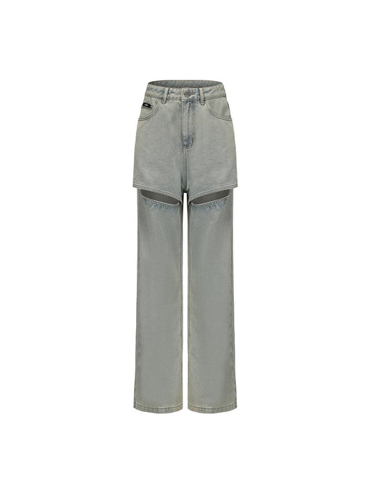 Open Design Wide-leg Jeans