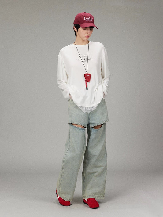 Open Design Wide-leg Jeans