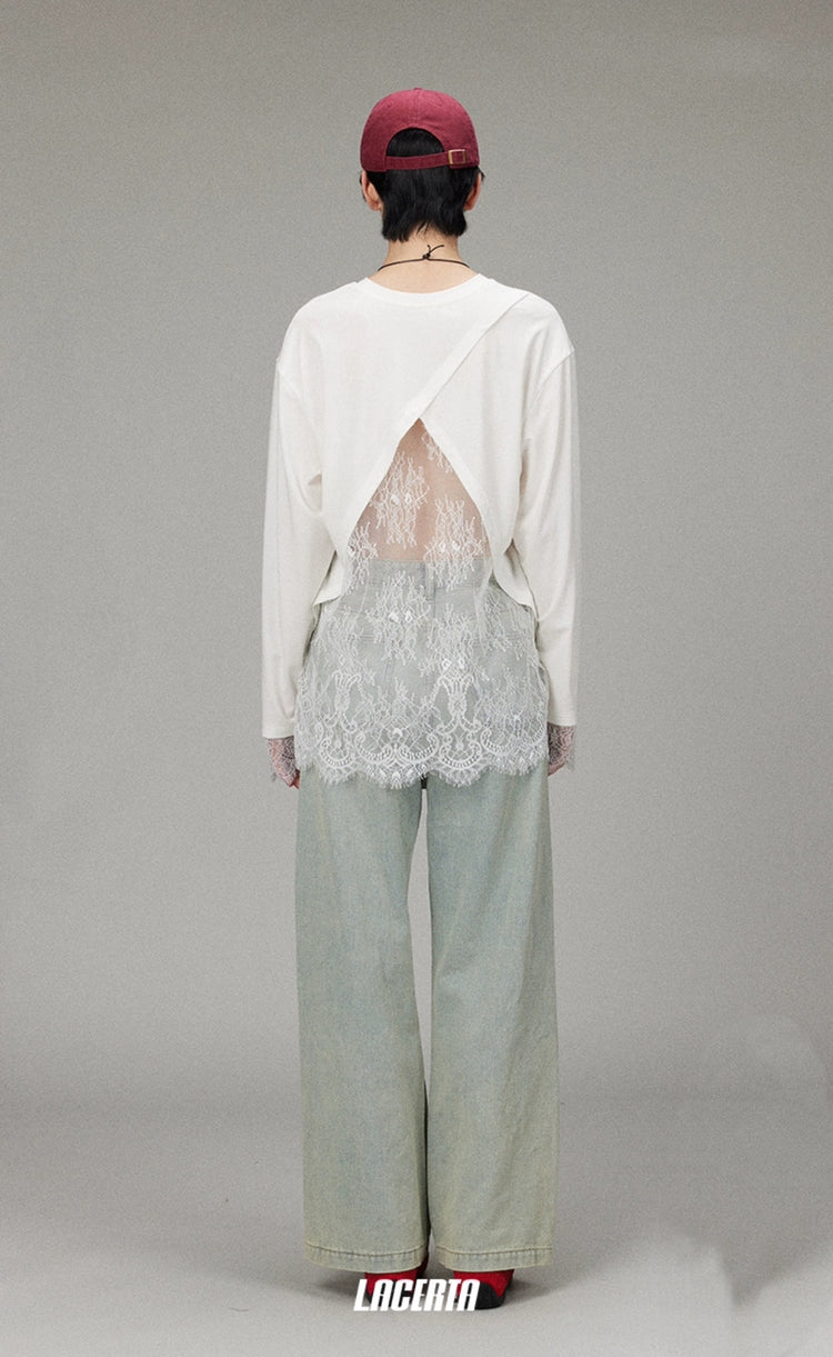 Open Design Wide-leg Jeans