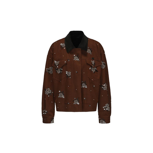 Bead Embroidery Color-block Jacket