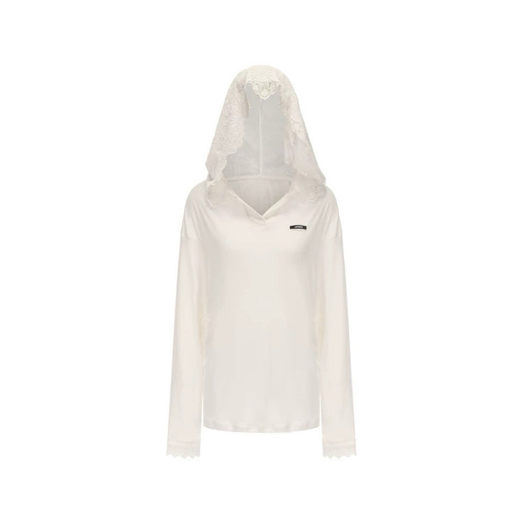 Large Lace Hat Loose Hoodie