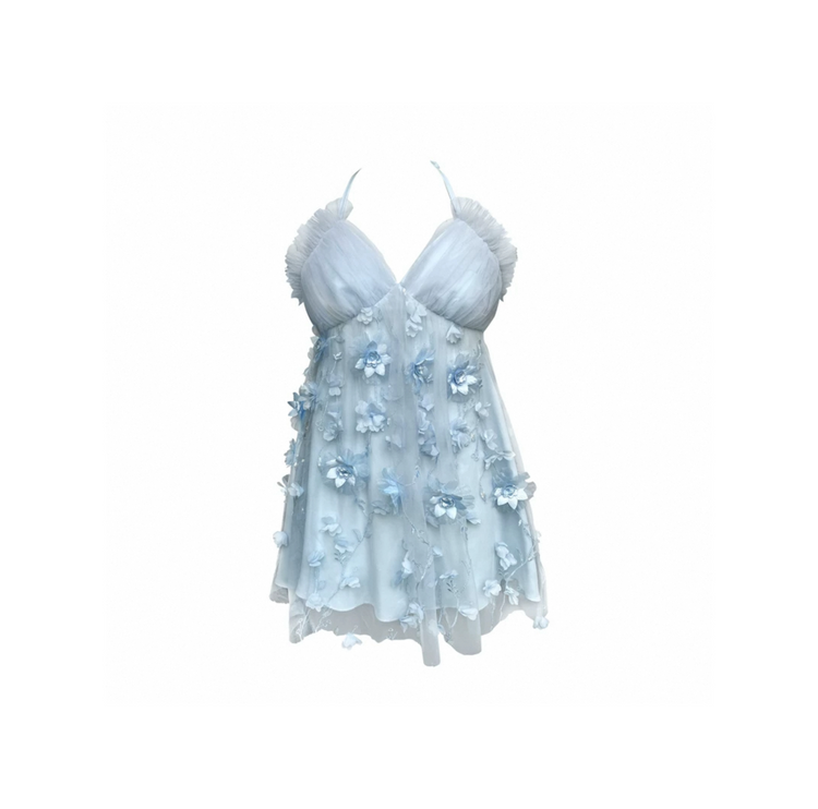 3D Embroidered A-line Halter Top