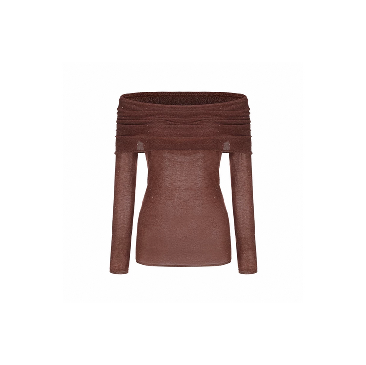 Starry Shimmer Off-Shoulder Knitted Top