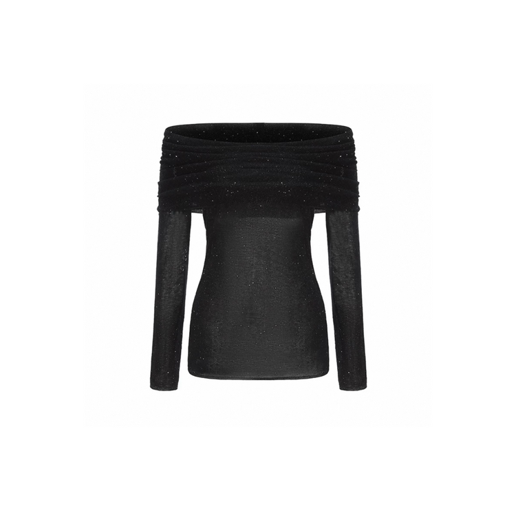 Starry Shimmer Off-Shoulder Knitted Top