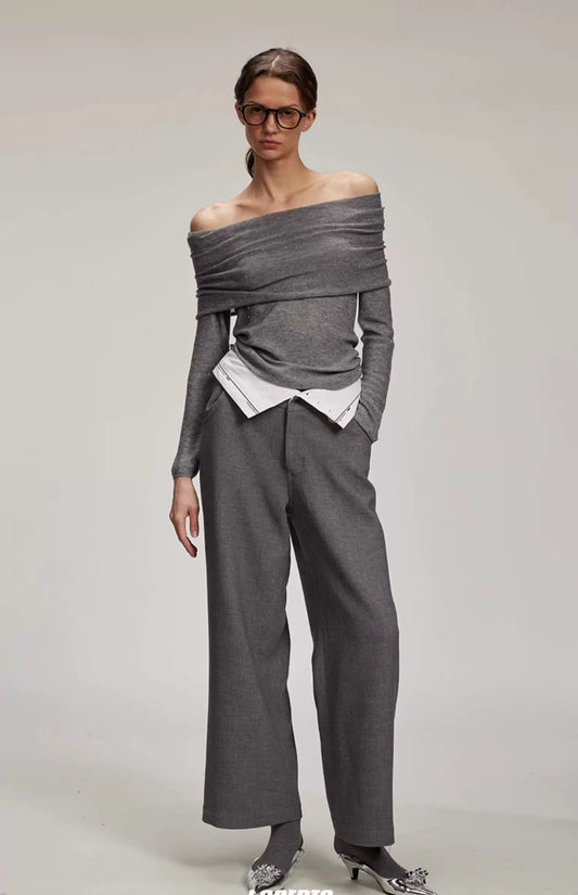 Starry Shimmer Off-Shoulder Knitted Top