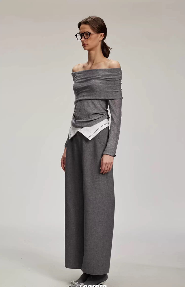 Starry Shimmer Off-Shoulder Knitted Top