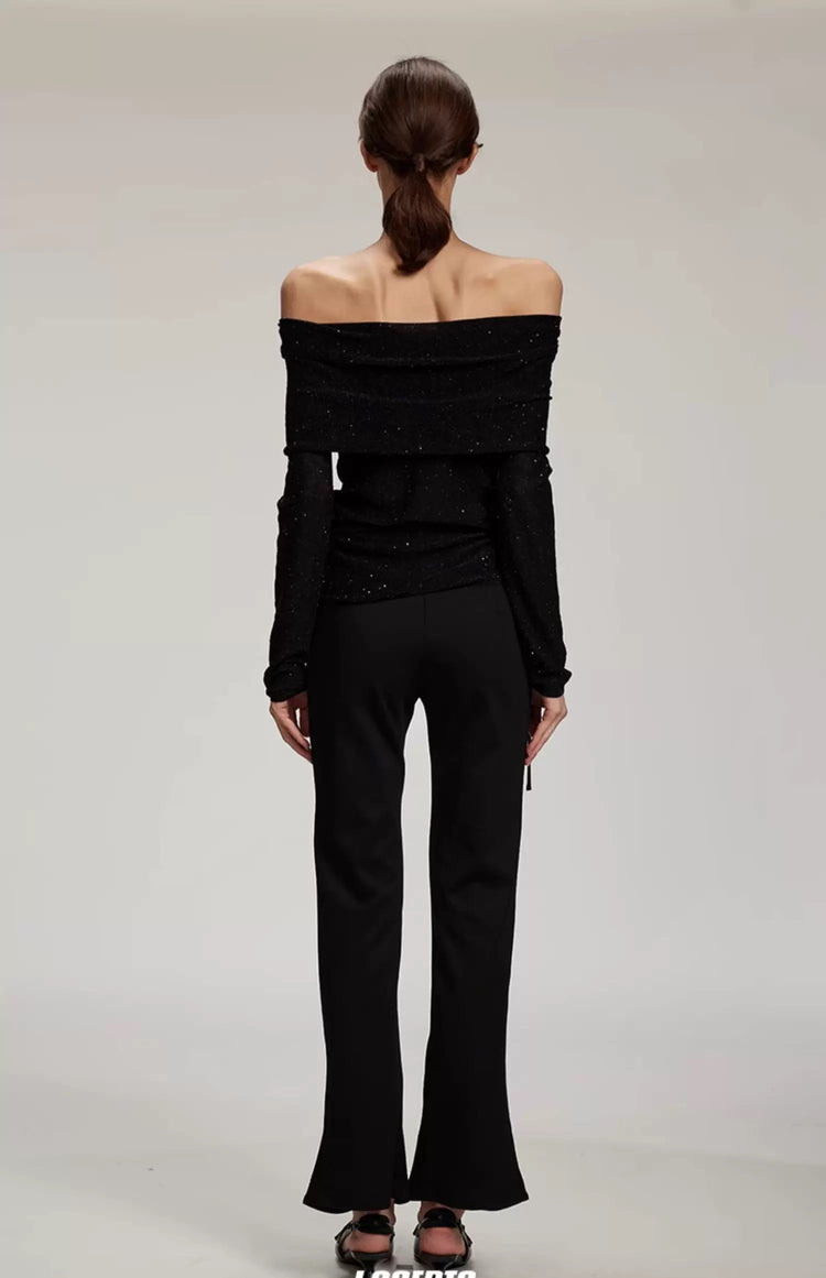 Starry Shimmer Off-Shoulder Knitted Top
