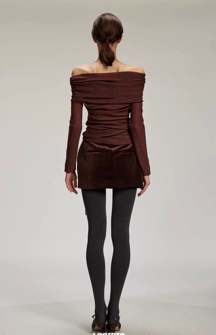 Starry Shimmer Off-Shoulder Knitted Top