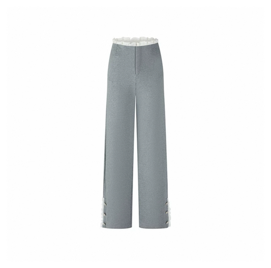 Contrast Patchwork Waist Casual Pants