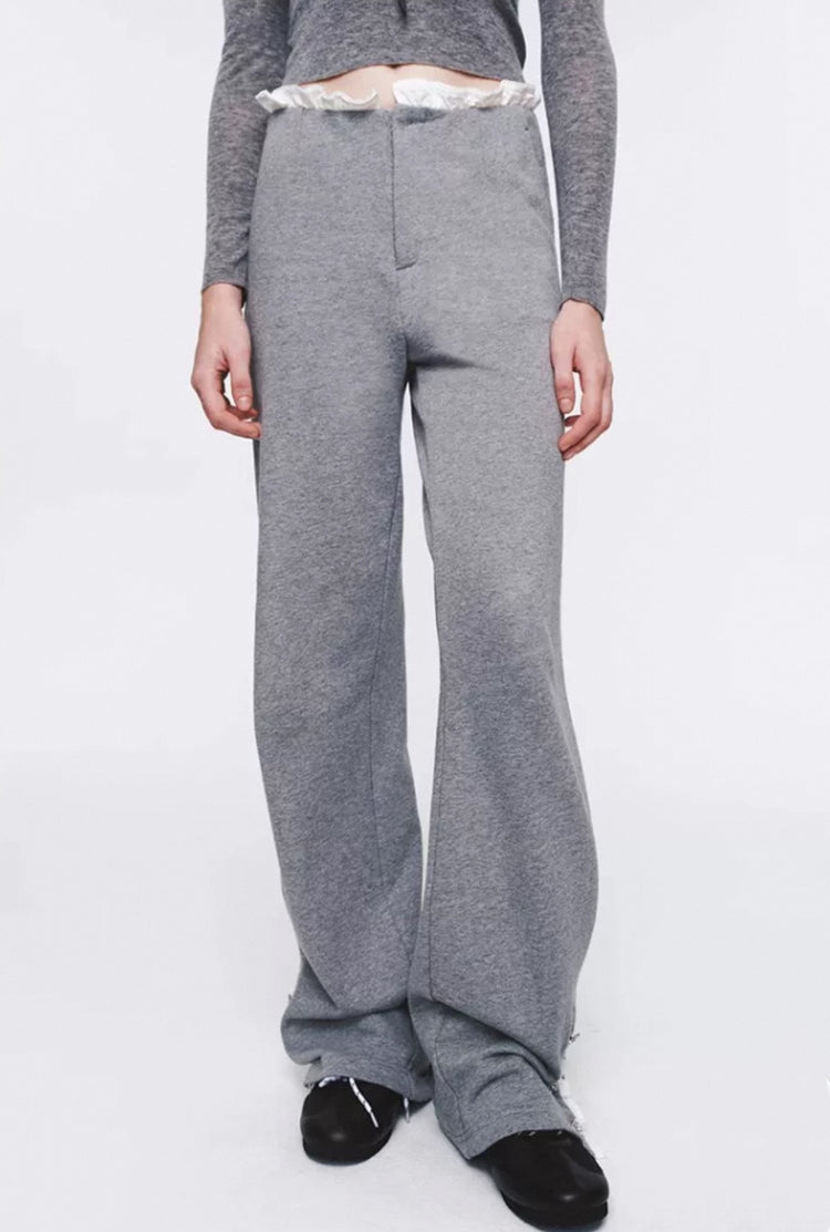 Contrast Patchwork Waist Casual Pants