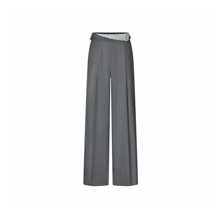 Irregular Contrast Folded Waist Trousers