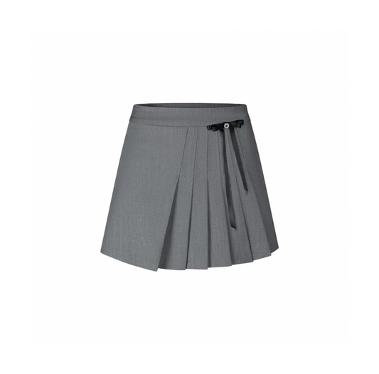 Bow Decor Irregular Pleated Skirt