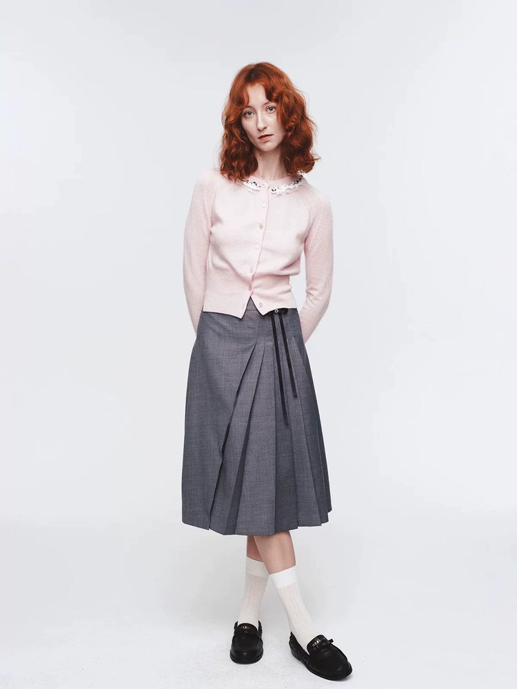 3D Beaded Flowers Lace Patchwork Knit Cardigan