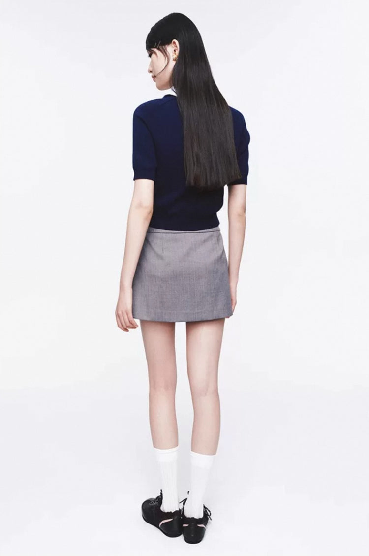 Peter Pan Collar Contrast Patchwork Top