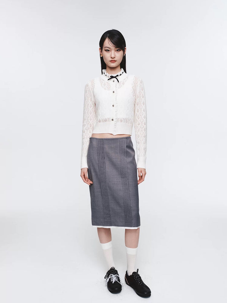 Lace Trim Patchwork Knit Cardigan