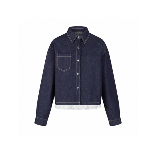 Lace Hem Raw Denim Jacket