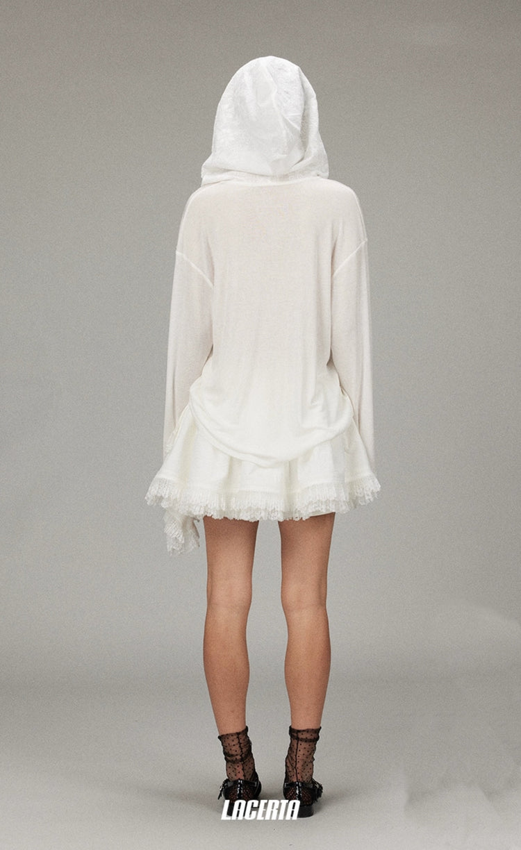 Large Lace Hat Loose Hoodie