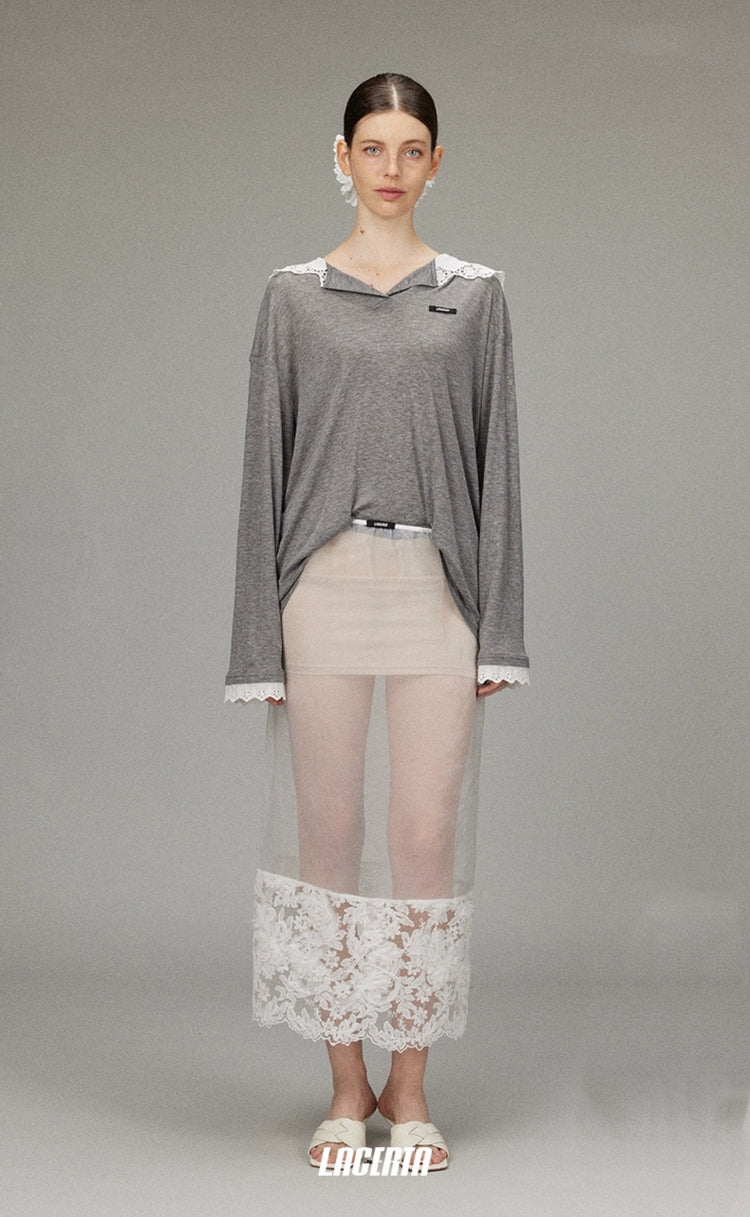 Large Lace Hat Loose Hoodie