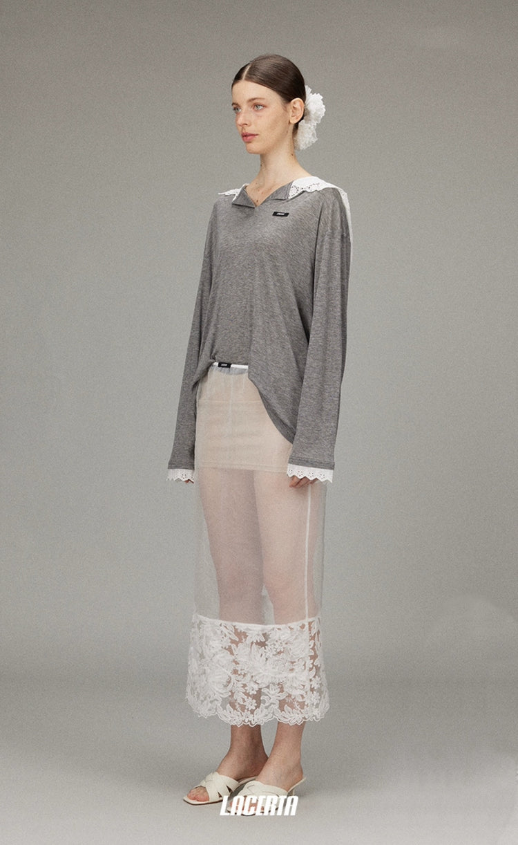 Large Lace Hat Loose Hoodie