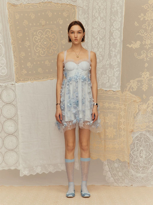 3D Embroidered Waist-cinching Cami Dress