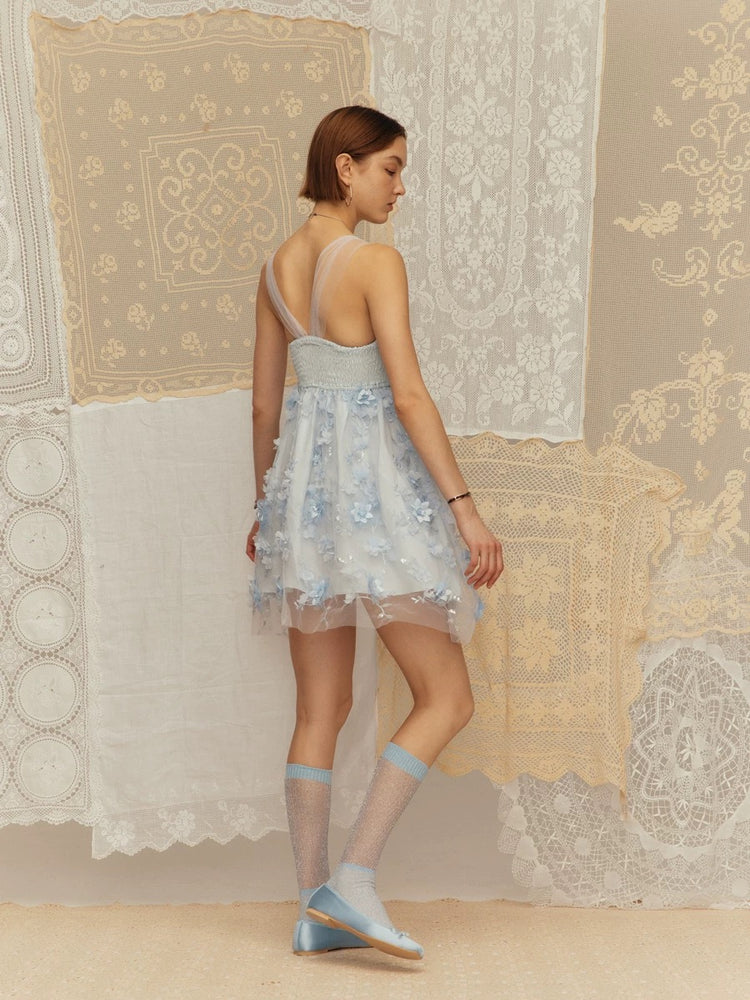 3D Embroidered Waist-cinching Cami Dress