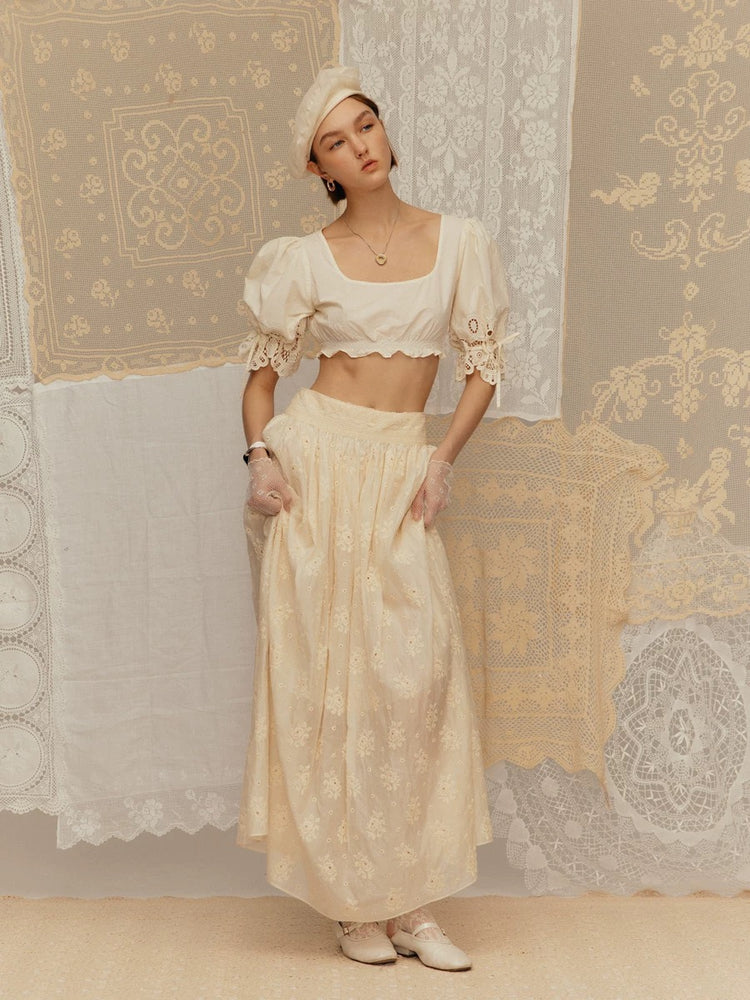 Cold-dyed Square-neck Cropped Top