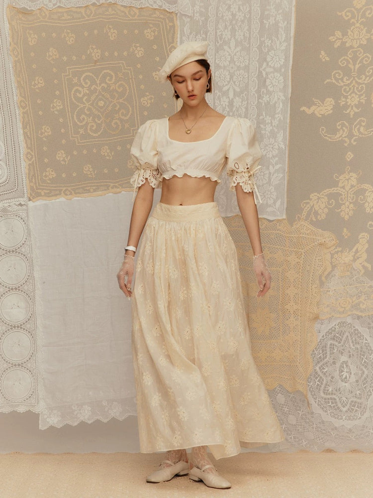 Cold-dyed Square-neck Cropped Top