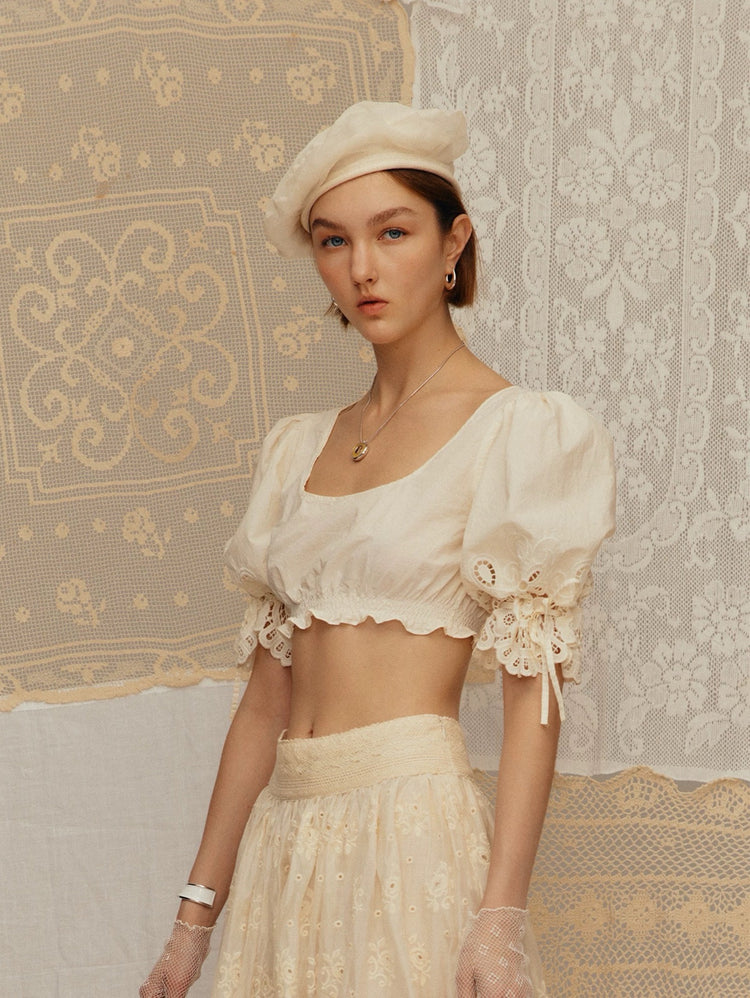 Cold-dyed Square-neck Cropped Top